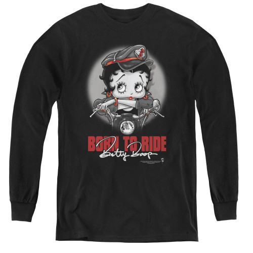 Image for Betty Boop Youth Long Sleeve T-Shirt - Born To Ride