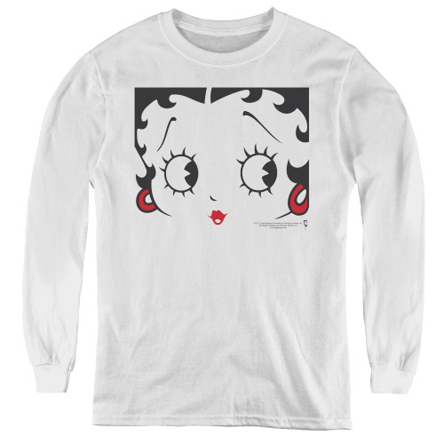 Image for Betty Boop Youth Long Sleeve T-Shirt - Close Up