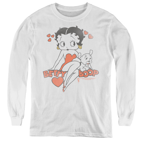 Image for Betty Boop Youth Long Sleeve T-Shirt - Classic With Pup