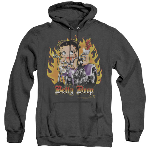 Image for Betty Boop Heather Hoodie - Biker Flames Boop