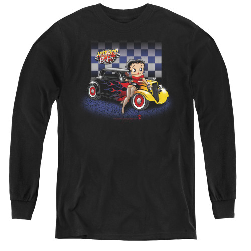Image for Betty Boop Youth Long Sleeve T-Shirt - Hot Rod Boop