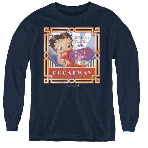 Image for Betty Boop Youth Long Sleeve T-Shirt - On Broadway