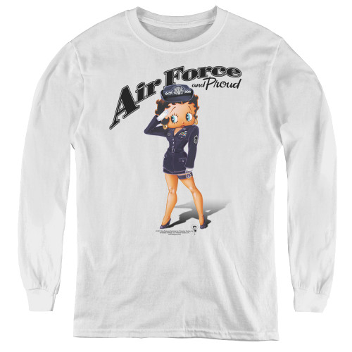 Image for Betty Boop Youth Long Sleeve T-Shirt - Air Force Boop