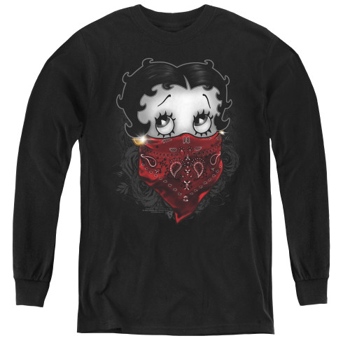 Image for Betty Boop Youth Long Sleeve T-Shirt - Bandana & Roses