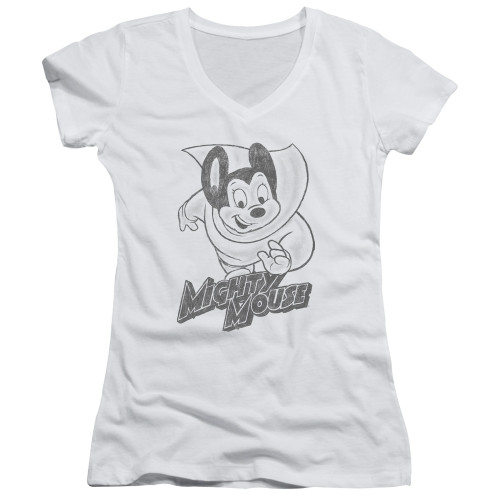 Image for Mighty Mouse Girls V Neck T-Shirt - Mighty Sketch