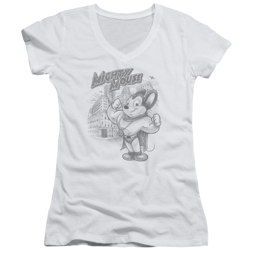 Image for Mighty Mouse Girls V Neck T-Shirt - Protect And Serve