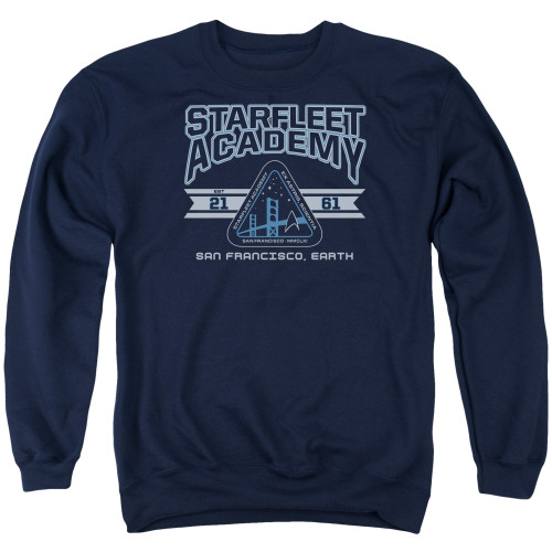 Image for Star Trek the Original Series Crewneck - Starfleet Academy Earth On Navy