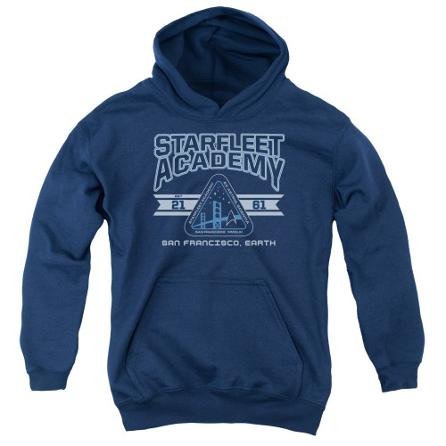 Image for Star Trek the Original Series Youth Hoodie - Starfleet Academy Earth On Navy