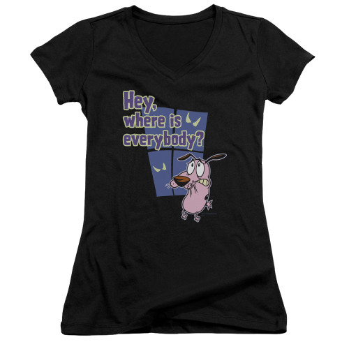 Image for Courage the Cowardly Dog Girls V Neck T-Shirt - Where is Everybody