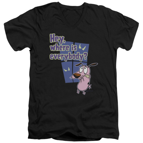 Image for Courage the Cowardly Dog V-Neck T-Shirt Where is Everybody