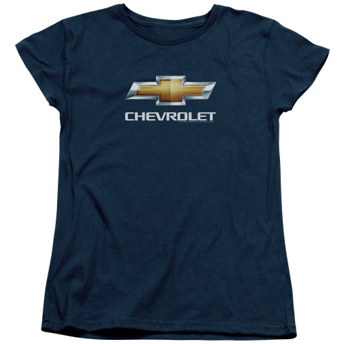 Image for Chevy Woman's T-Shirt - Navy Chevy Bowtie Stacked