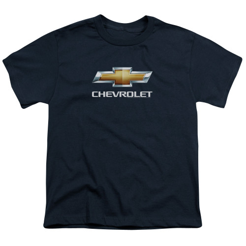 Image for Chevy Youth T-Shirt - Navy Chevy Bowtie Stacked