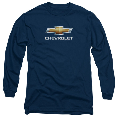 Image for Chevy Long Sleeve T-Shirt - Navy Chevy Bowtie Stacked