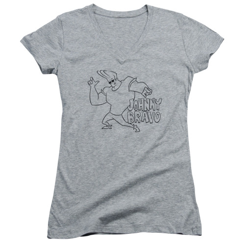 Image for Johnny Bravo Girls V Neck T-Shirt - JB Line Art