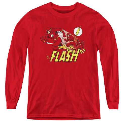 Image for Flash Youth Long Sleeve T-Shirt - Crimson Comet on Red