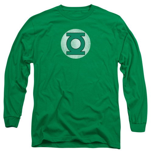 Image for Green Lantern Long Sleeve T-Shirt - GL Logo Distressed on Kelly Green
