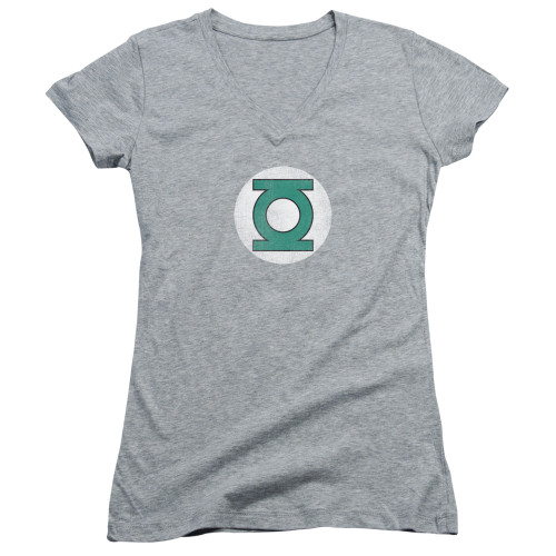 Image for Green Lantern Girls V Neck T-Shirt - GL Logo Distressed on Grey