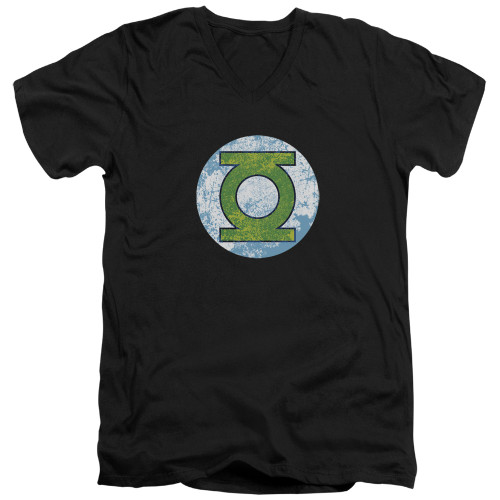 Image for Green Lantern V-Neck T-Shirt GL Neon Distress Logo