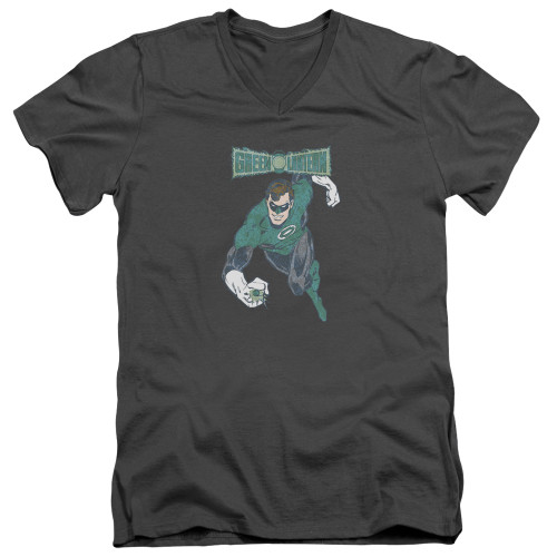 Image for Green Lantern V-Neck T-Shirt Desaturated Green Lantern