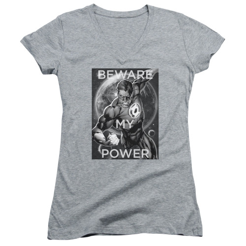 Image for Green Lantern Girls V Neck T-Shirt - Power on Grey