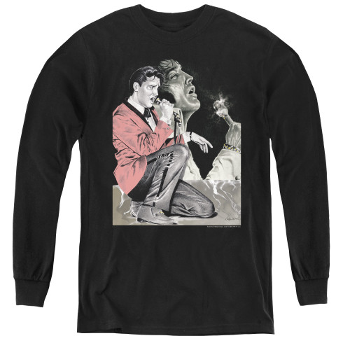 Image for Elvis Presley Youth Long Sleeve T-Shirt - Rock n Roll Smoke