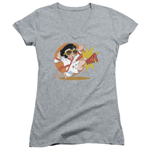 Image for Elvis Presley Girls V Neck T-Shirt - Karate King