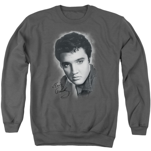 Image for Elvis Presley Crewneck - Grey Portrait