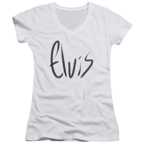 Image for Elvis Presley Girls V Neck T-Shirt - Sketchy Name