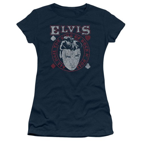 Image for Elvis Presley Girls T-Shirt - Hail the King on Navy