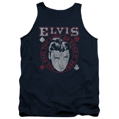 Image for Elvis Presley Tank Top - Hail the King on Navy
