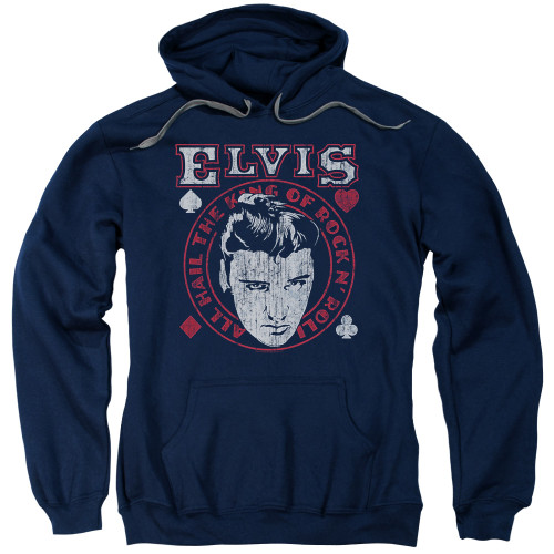 Image for Elvis Presley Hoodie - Hail the King on Navy