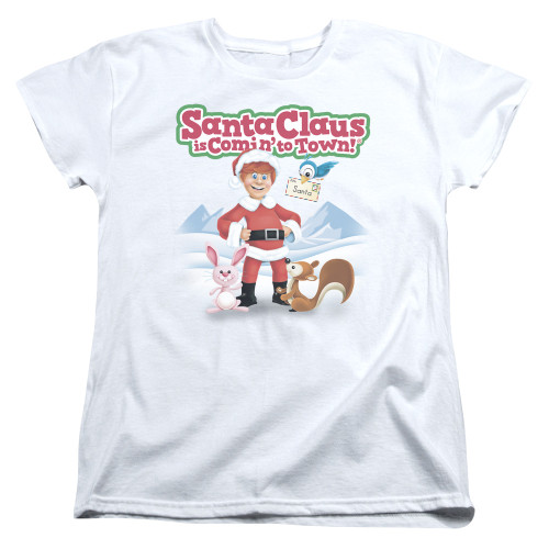 Image for Santa Claus is Coming to Town Woman's T-Shirt - Animal Friends