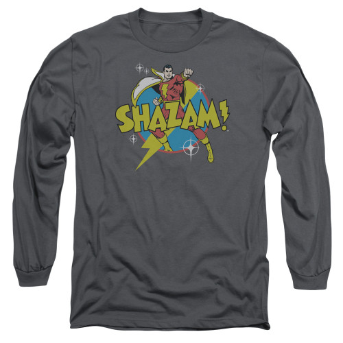 Image for Shazam Long Sleeve T-Shirt - Power Bolt on Charcoal