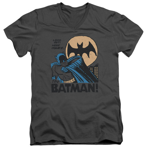 Image for Batman V-Neck T-Shirt Look Out on Charcoal