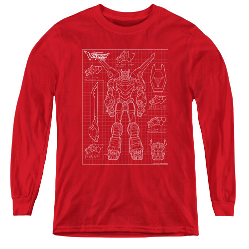 Image for Voltron Youth Long Sleeve T-Shirt - Voltron Schematic