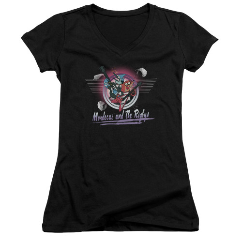 Image for The Regular Show Girls V Neck T-Shirt - Mordecai & The Rigbys