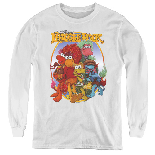 Fraggle Rock Youth Long Sleeve T-Shirt - Group Hug on White