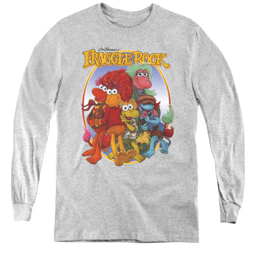 Fraggle Rock Youth Long Sleeve T-Shirt - Group Hug on Grey