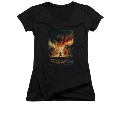 The Hobbit Girls V Neck T-Shirt - Smaug Poster
