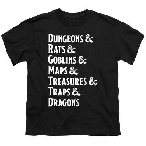 Image for Dungeons and Dragons Youth T-Shirt - Dungeon List