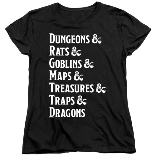 Image for Dungeons and Dragons Woman's T-Shirt - Dungeon List