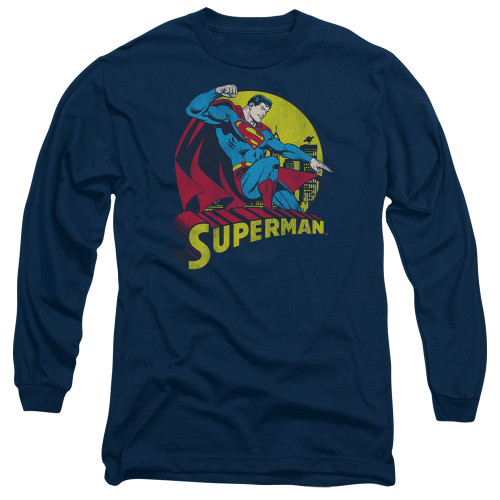 Image for Superman Long Sleeve T-Shirt - Big Blue on Navy