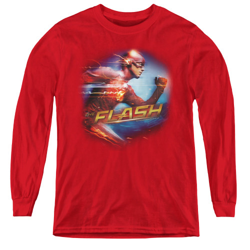Image for Flash Youth Long Sleeve T-Shirt - Fastest Man on Red