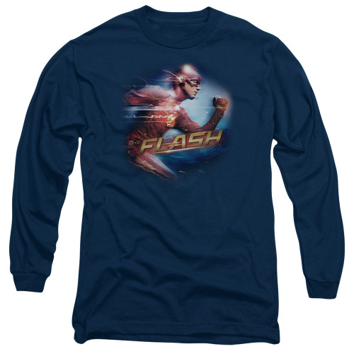 Image for Flash Long Sleeve T-Shirt - Fastest Man on Navy
