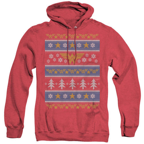Image for Wonder Woman Heather Hoodie - Wonder Woman Christmas Sweater on Red