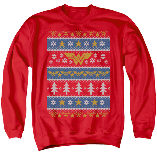 Image for Wonder Woman Crewneck - Wonder Woman Christmas Sweater on Red