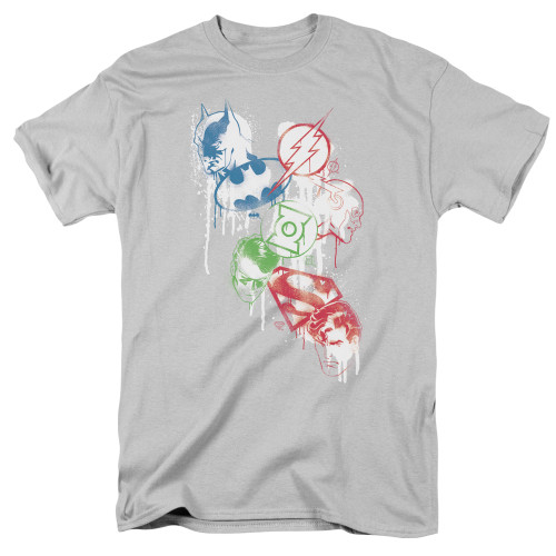 Image for Justice League of America T-Shirt - Splatter Icons