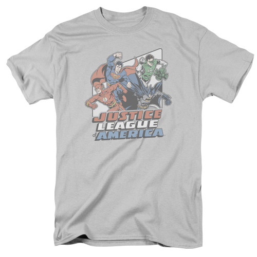 Image for Justice League of America T-Shirt - Four Against Crime