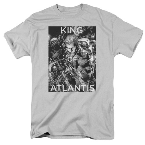 Image for Justice League of America T-Shirt - King of Atlantis on Silver