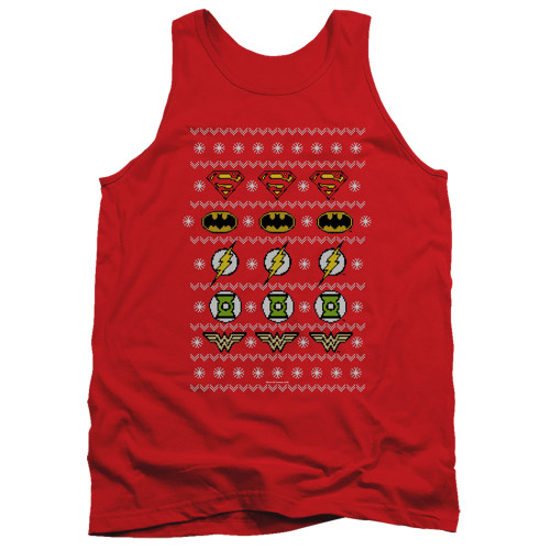 Image for Justice League of America Tank Top - Justice Shields Christmas Sweater